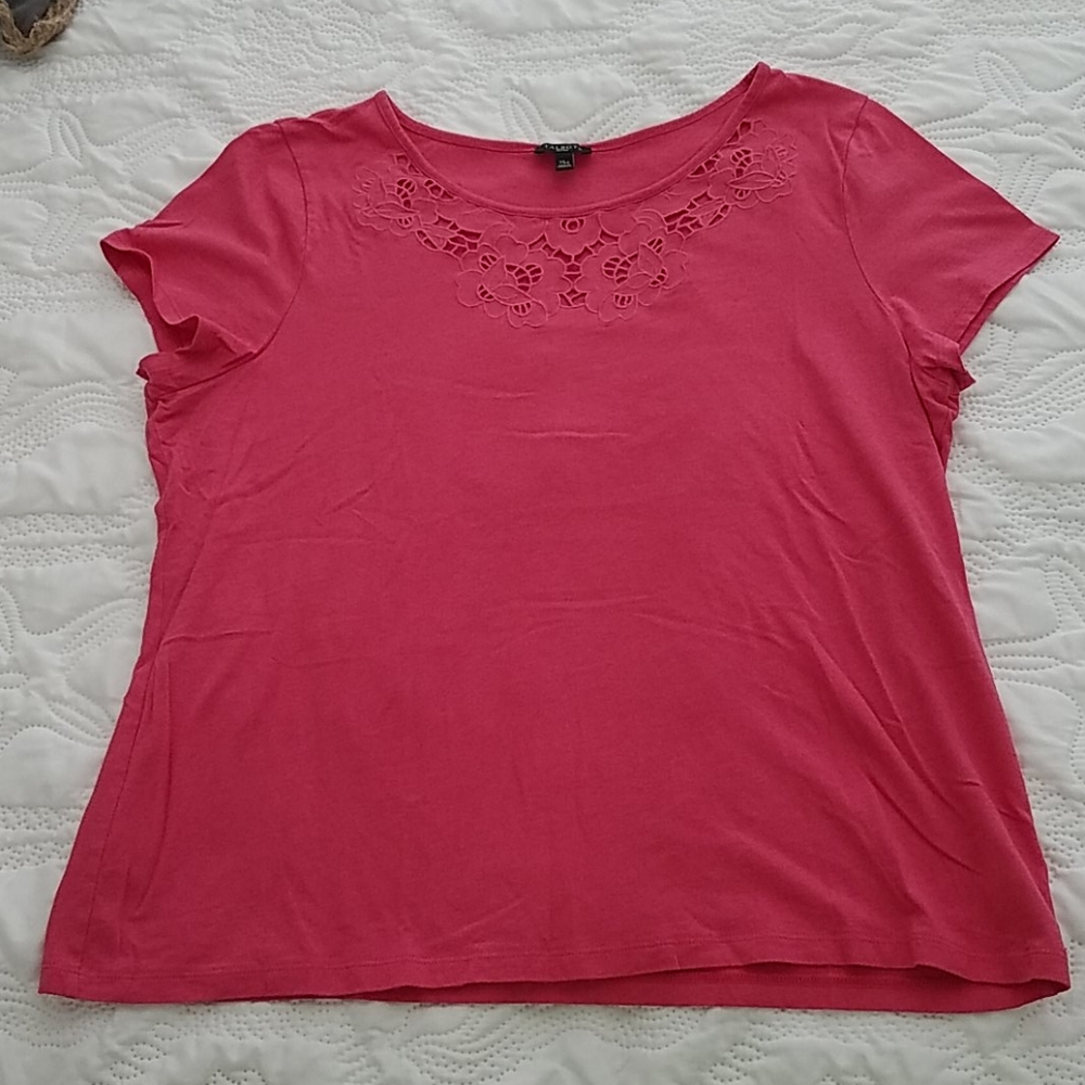 Talbots XL Petite Pink Short Sleeve Shirt